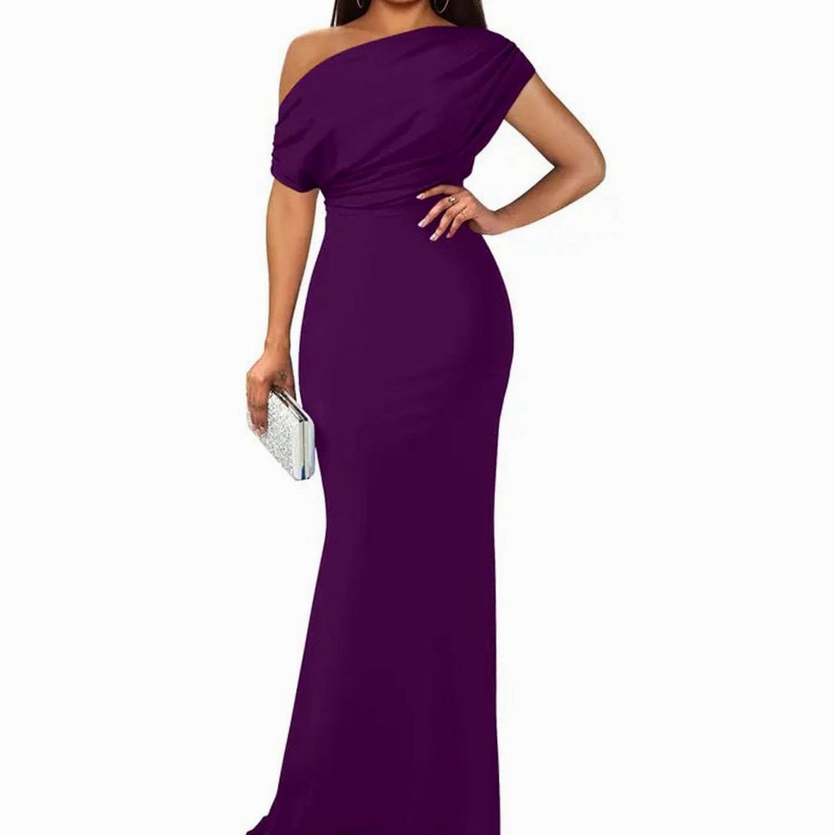 Women's Off-Shoulder Bodycon Floor-Length Formal Evening Dress II - Purple