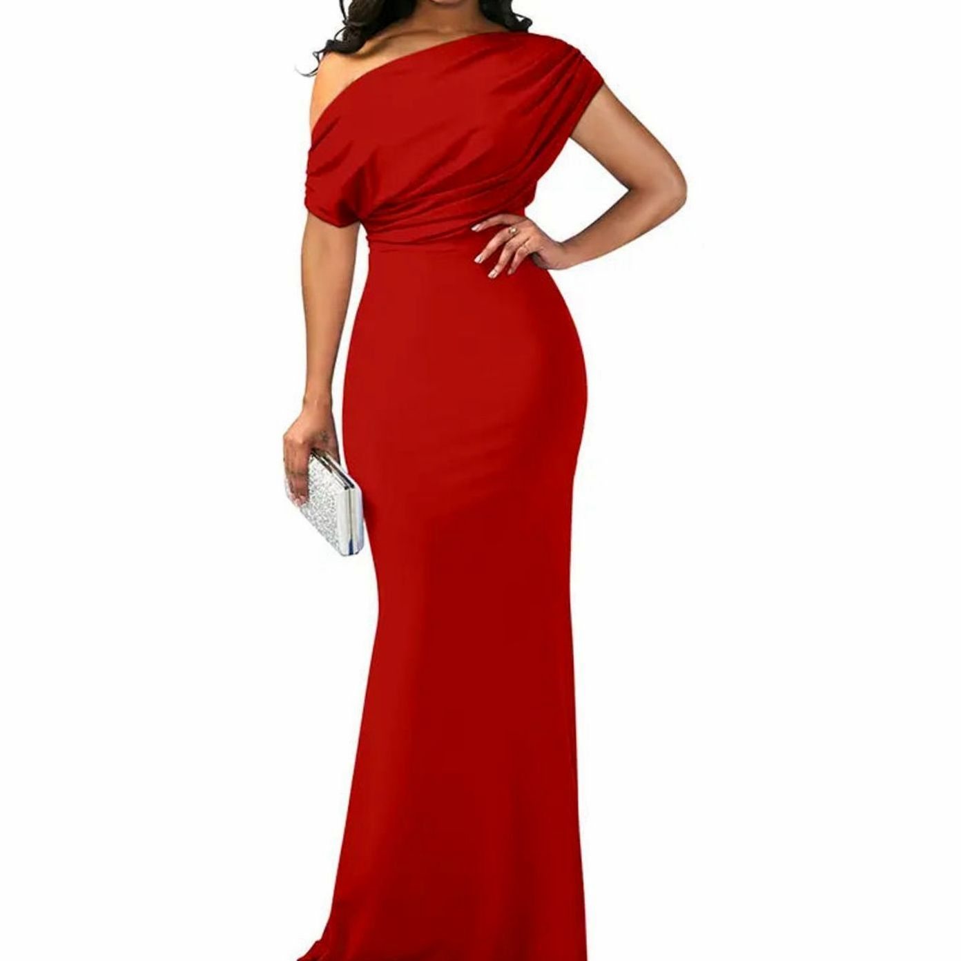 Women's Off-Shoulder Bodycon Floor-Length Formal Evening Dress II - Red
