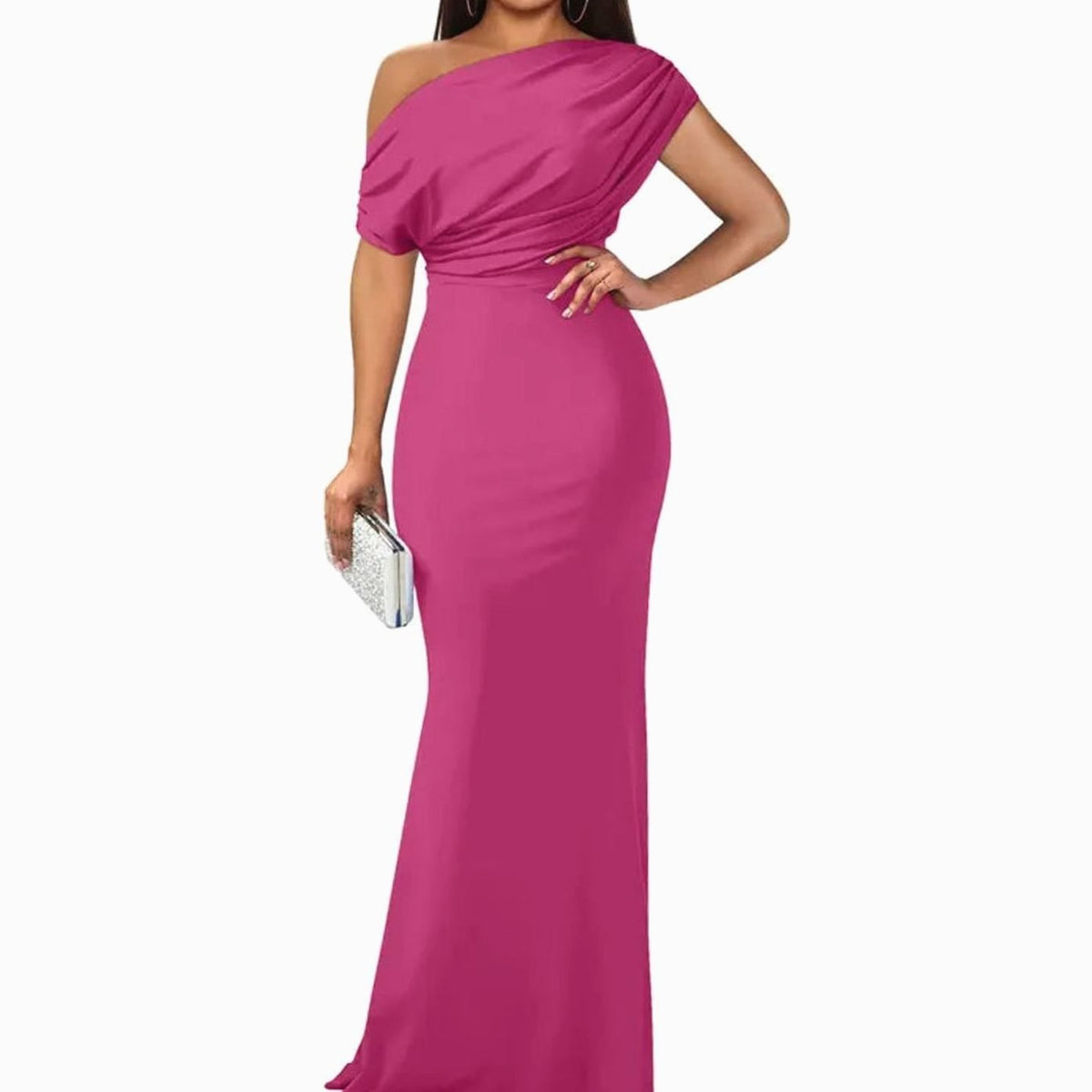 Women's Off-Shoulder Bodycon Floor-Length Formal Evening Dress II - Rose