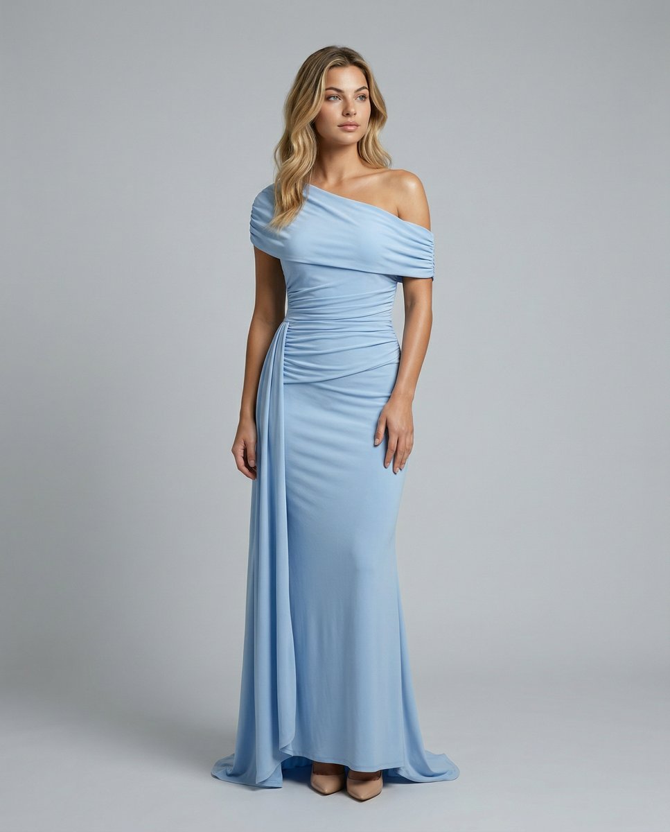 Women's Off-Shoulder Maxi Summer Dress Jumpsuit Ruched Formal Gown