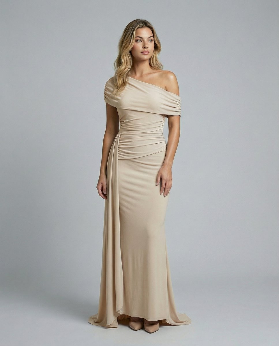 Women's Off-Shoulder Maxi Summer Dress Jumpsuit Ruched Formal Gown