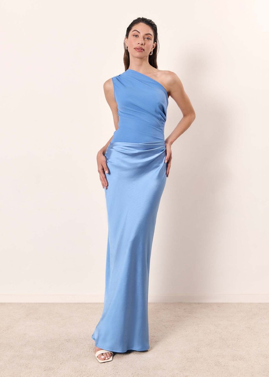 Women's One-Shoulder Fitted Maxi Wedding Guest Dress