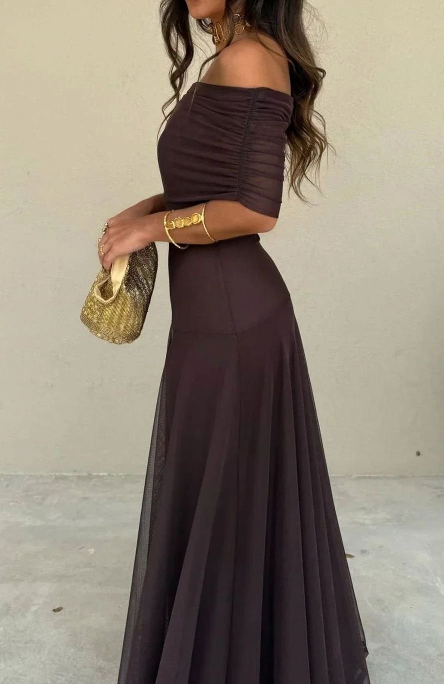 Women's One-Shoulder Pleated Formal Maxi Dress