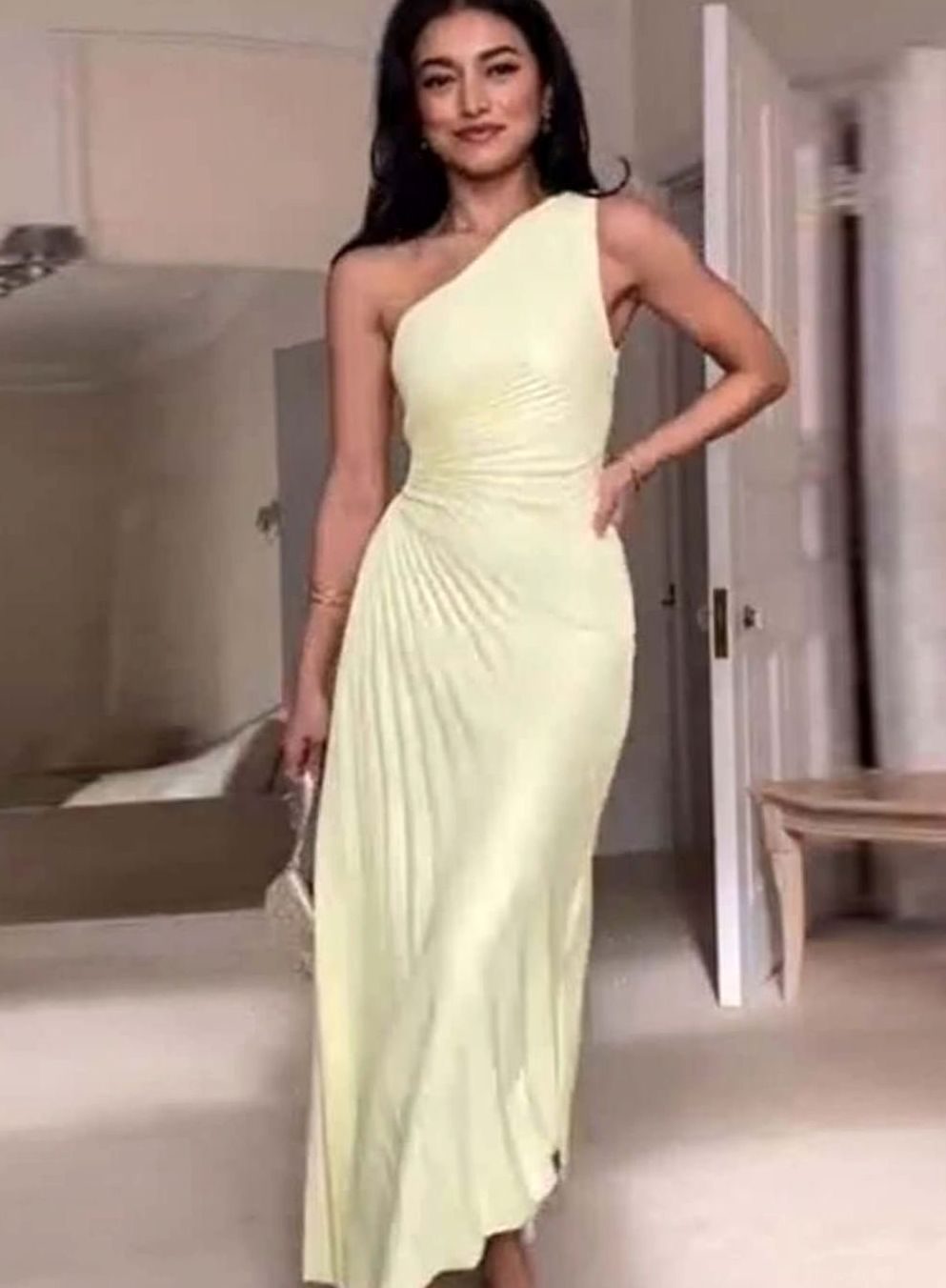 Women's One-Shoulder Pleated Formal Maxi Evening Dress III