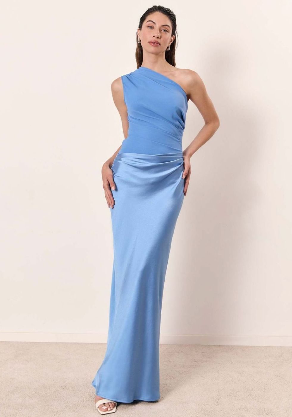 Women's One-Shoulder Ruched Maxi Dress