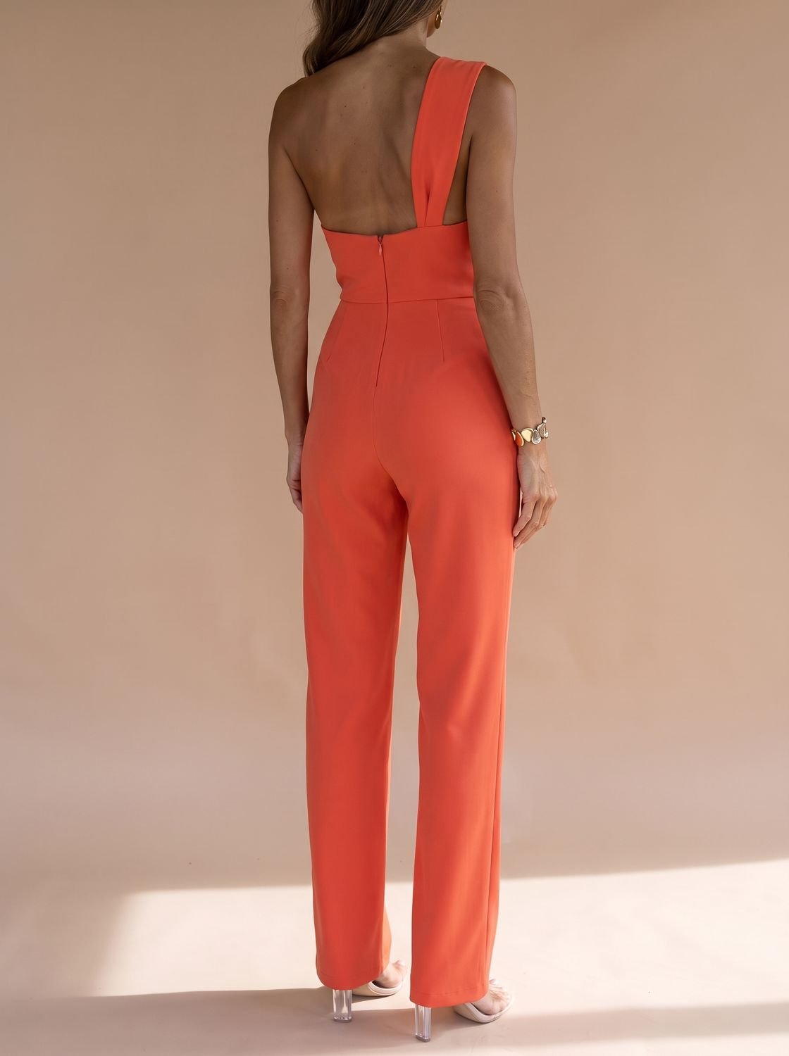 Women's One-Shoulder Sleeveless Slim-Fit Wide-Leg Jumpsuit