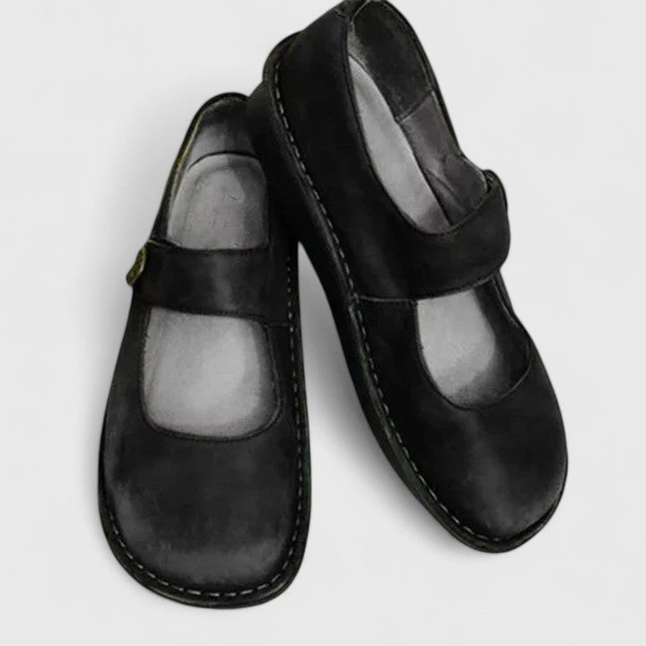 Women's Orthopedic Adjustable-Strap Mary Jane Shoes - Black
