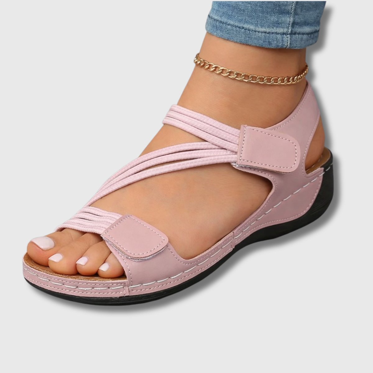 Women's Orthopedic Adjustable Velcro Strap Comfort Sandals - Pink
