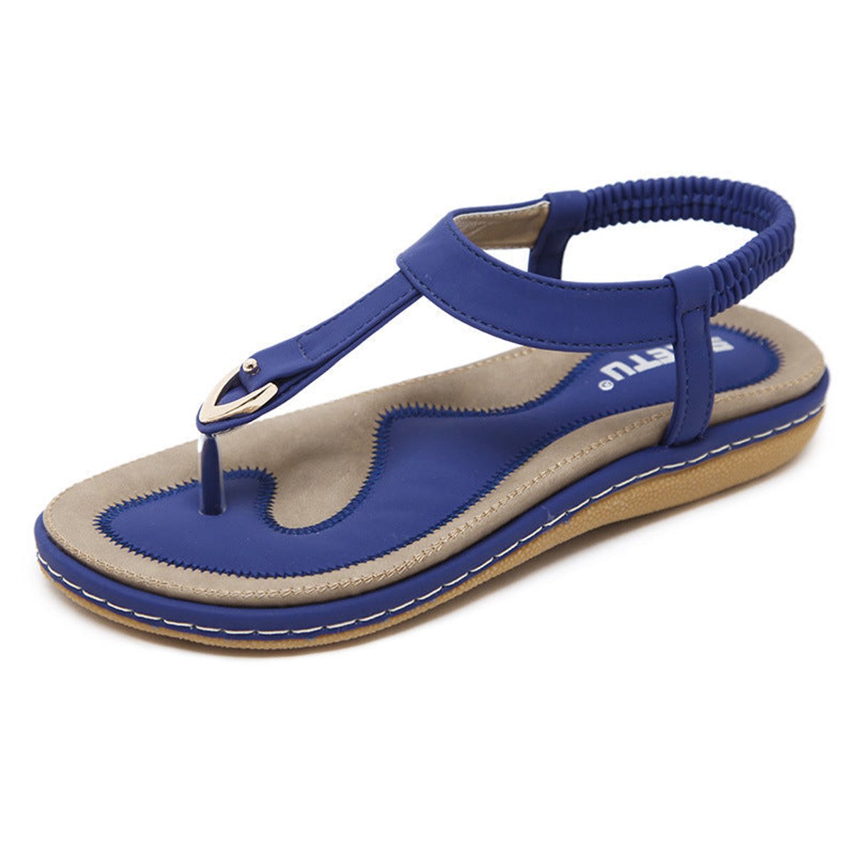 Women's Orthopedic Arch-Support Comfort Sandals Elasticated T-Bar - Blue