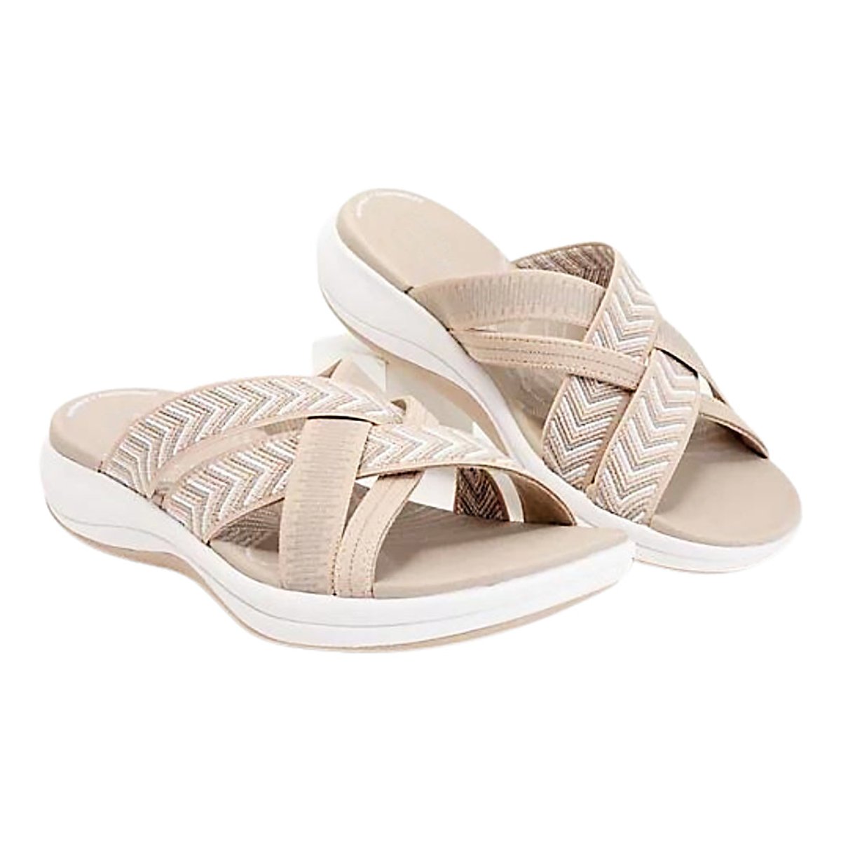 Women's Orthopedic Arch-Support Crossover Strap Comfort Sandals - Beige