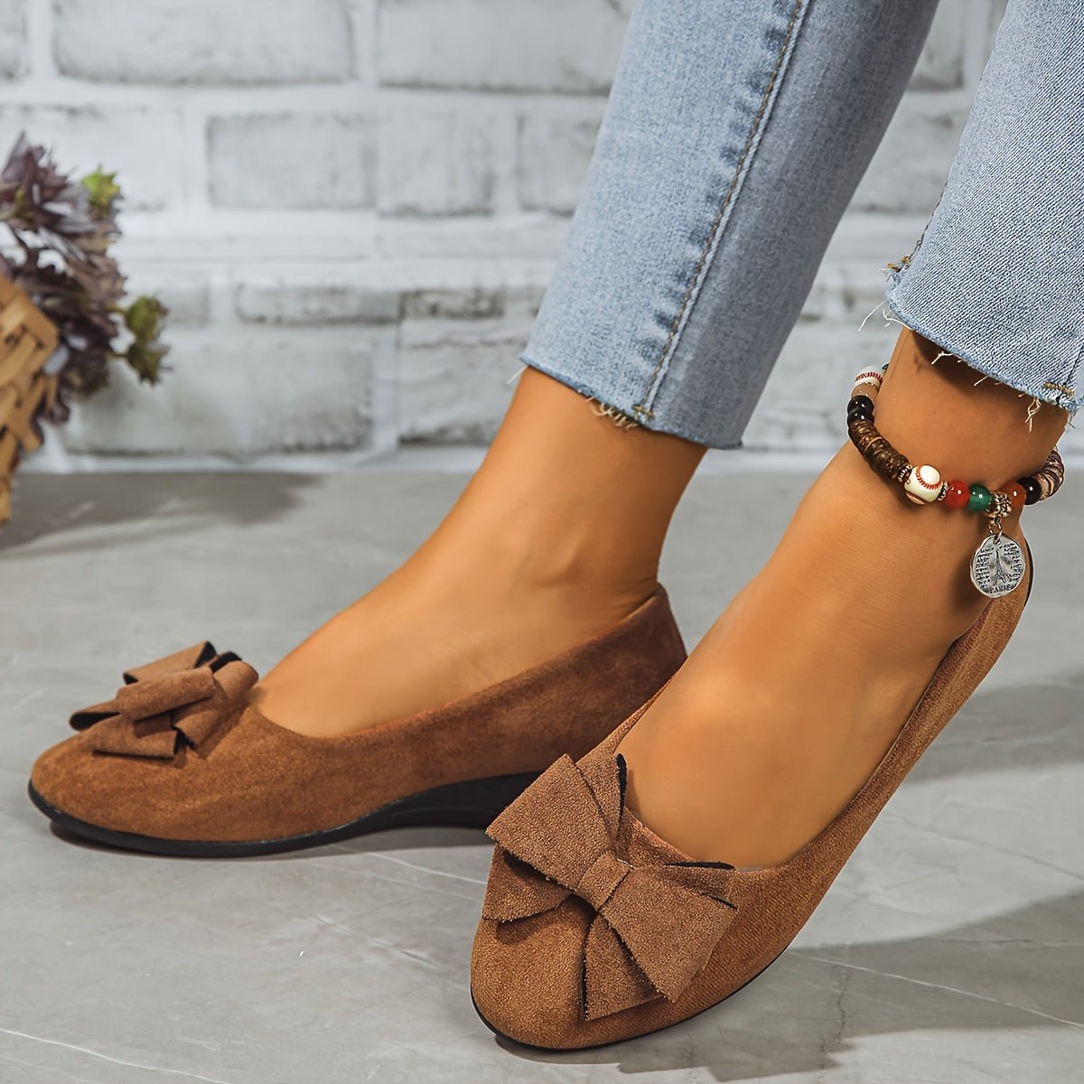Women's Orthopedic Bow-Detail Slip-On Flat Shoes