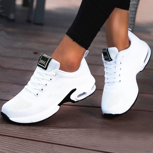 Women's Orthopedic Breathable Mesh Athletic Running Sneakers - Wit