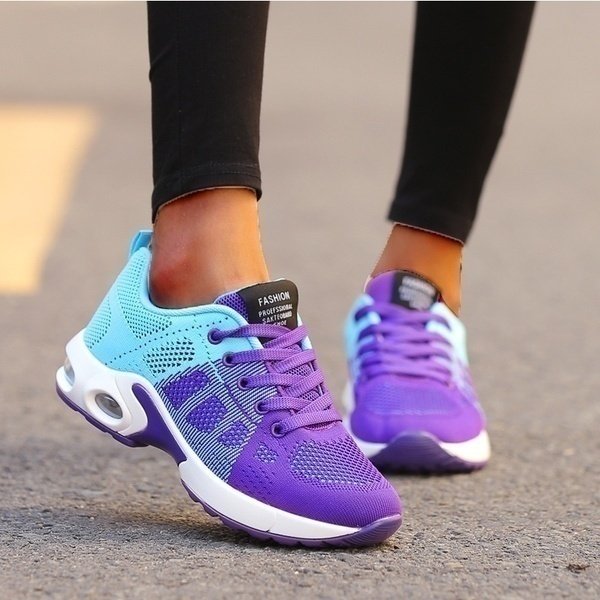 Women's Orthopedic Breathable Mesh Athletic Running Sneakers - Turquoise/Paars