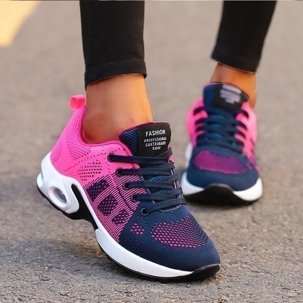 Women's Orthopedic Breathable Mesh Athletic Running Sneakers - Roze/Blauw