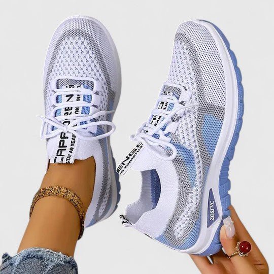 Women's Orthopedic Breathable Mesh Lace-Up Trainers - Blue