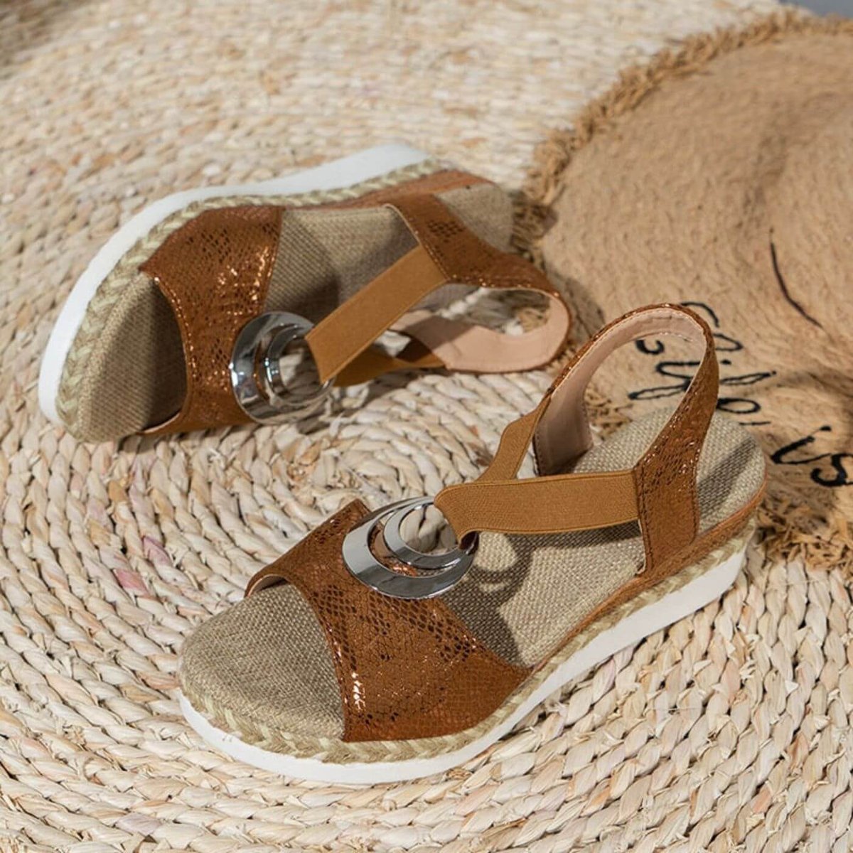 Women's Orthopedic Comfort Sandals Adjustable Espadrille Wedge