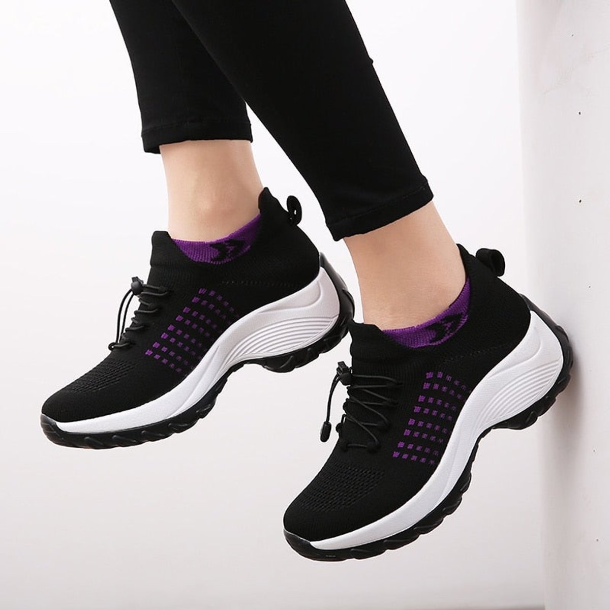 Women's Orthopedic Comfort Sneakers Cushioned Knit Platform Trainers