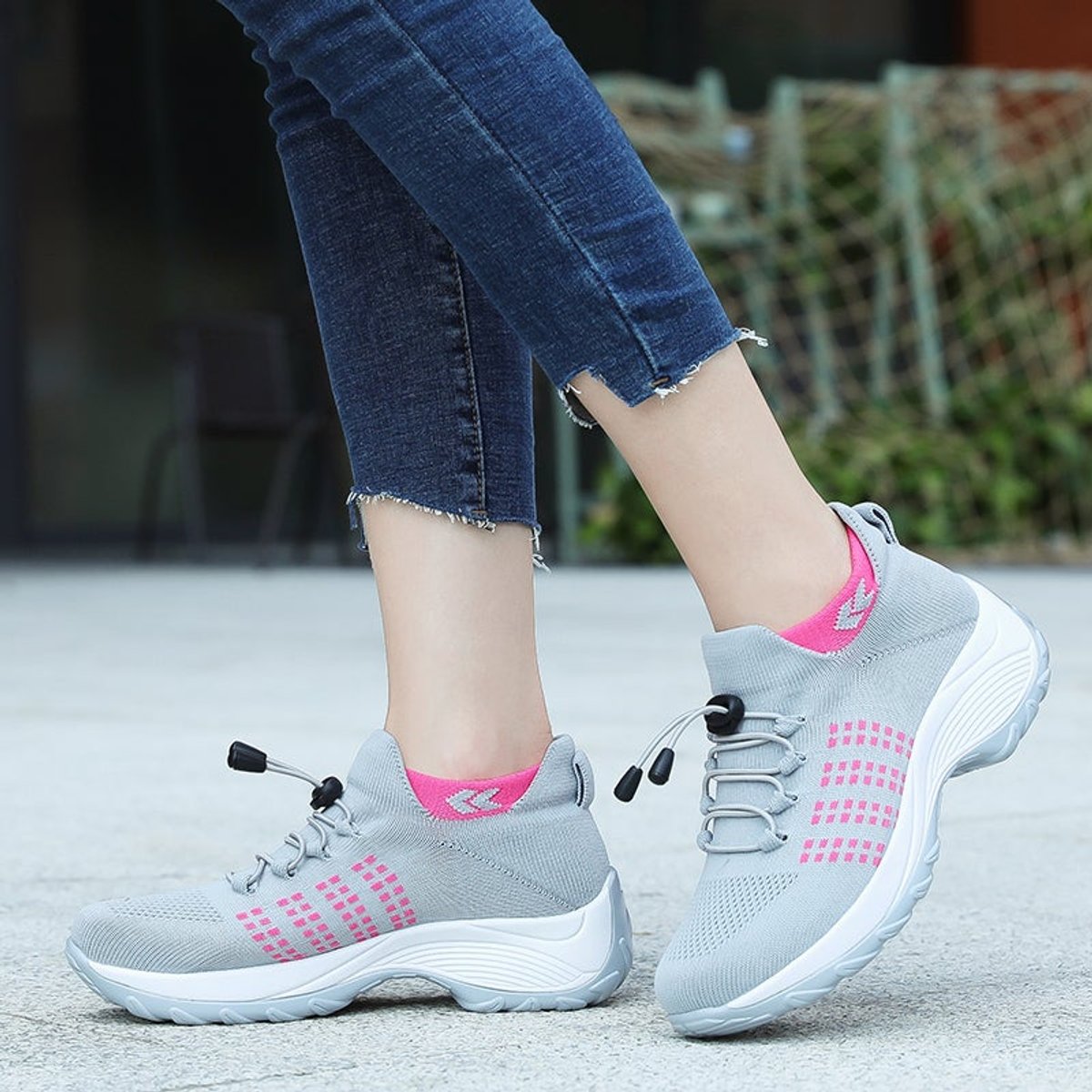 Women's Orthopedic Comfort Sneakers Cushioned Knit Platform Trainers