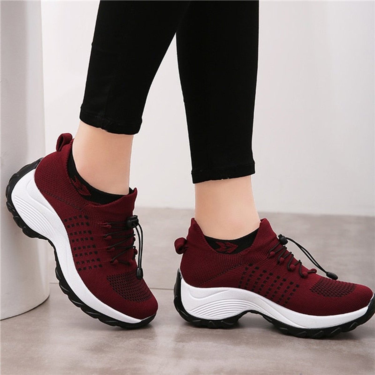 Women's Orthopedic Comfort Sneakers Cushioned Knit Platform Trainers