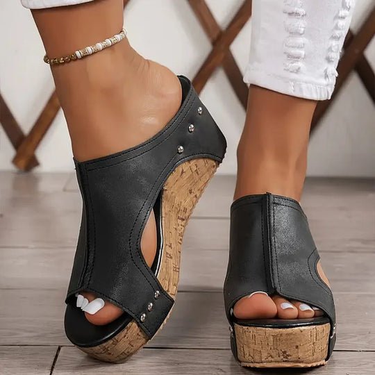 Women's Orthopedic Cork-Sole Platform Wedge Sandals