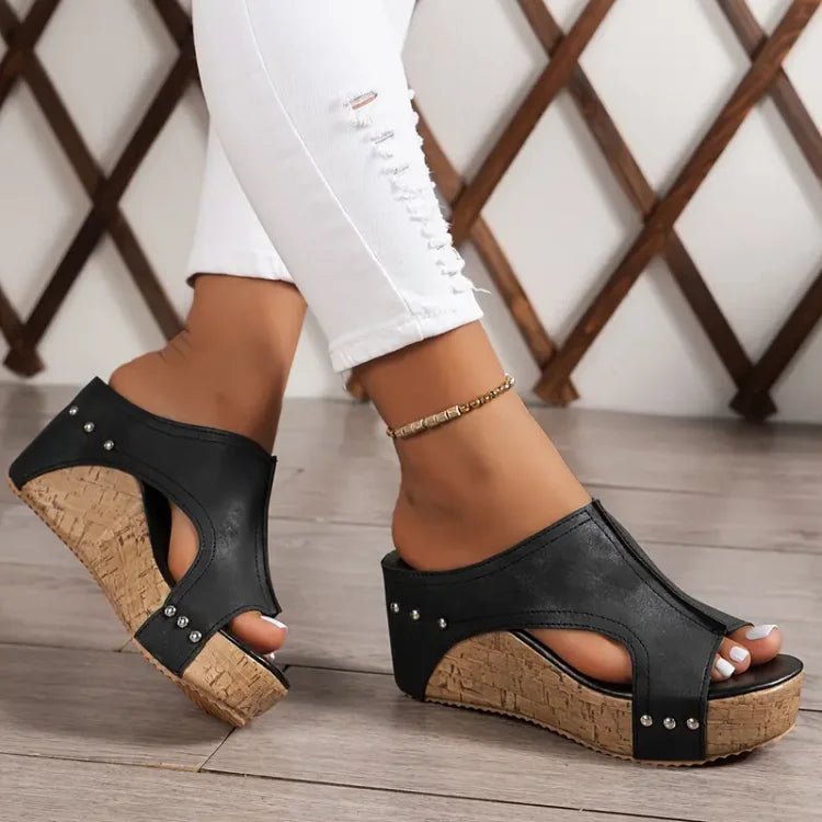 Women's Orthopedic Cork-Sole Platform Wedge Sandals