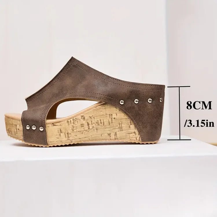 Women's Orthopedic Cork-Sole Platform Wedge Sandals