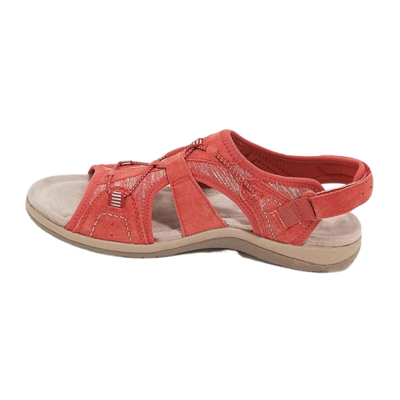 Women's Orthopedic Cushioned Adjustable Walking Sandals - Red