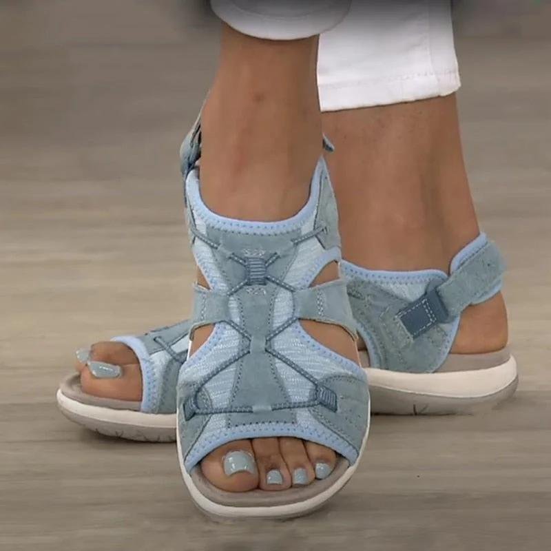 Women's Orthopedic Cushioned Adjustable Walking Sandals - Blue