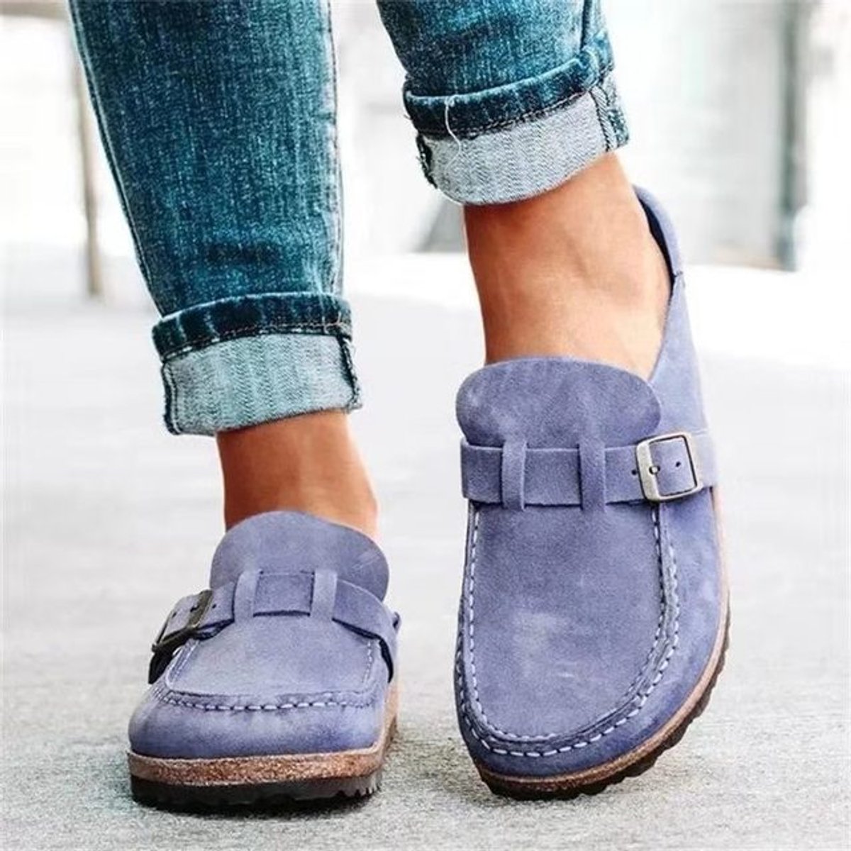 Women's Orthopedic Cushioned Slip-On Suede Comfort Loafers - Purple