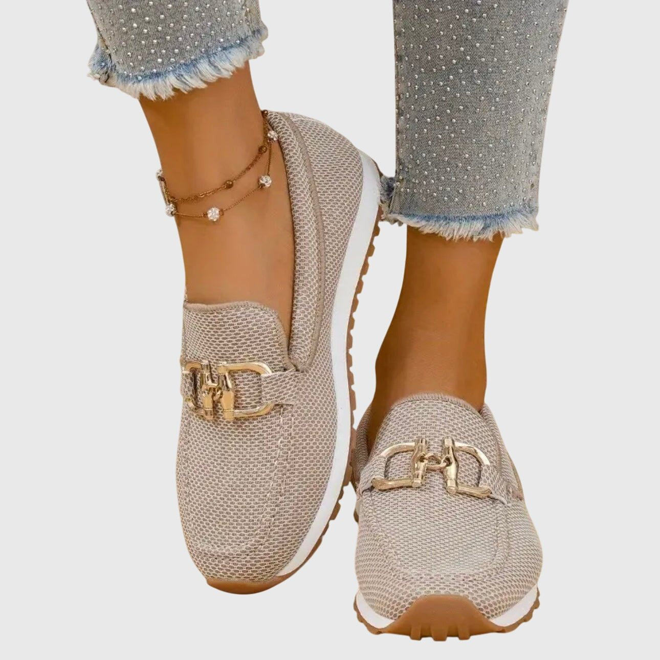 Women's Orthopedic Horsebit Slip-On Loafers - Beige