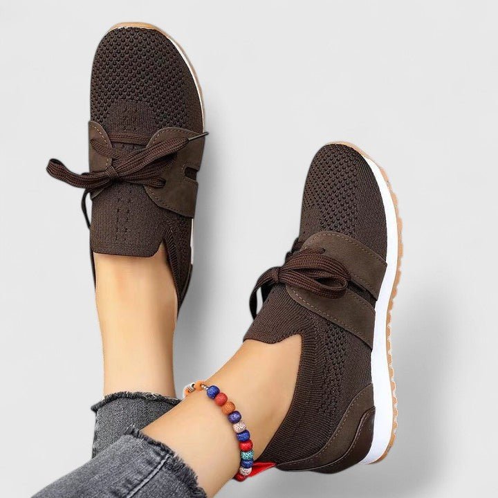 Women's Orthopedic Knit Slip-On Sneakers - Brown