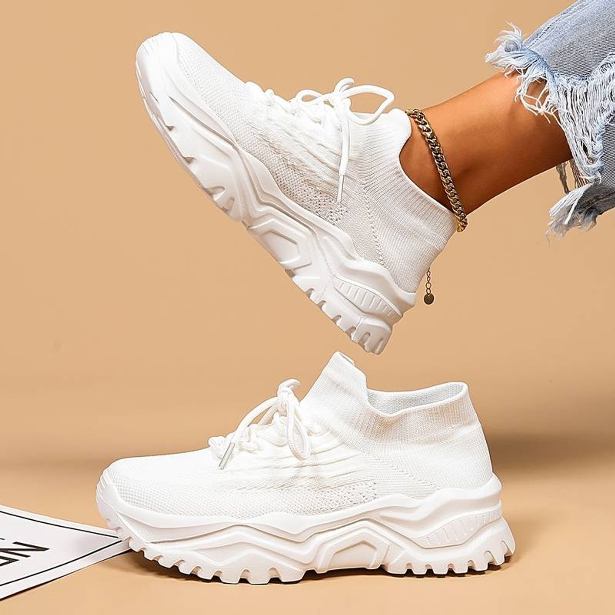 Women's Orthopedic Lace-Up Comfort Sneakers Breathable Knit