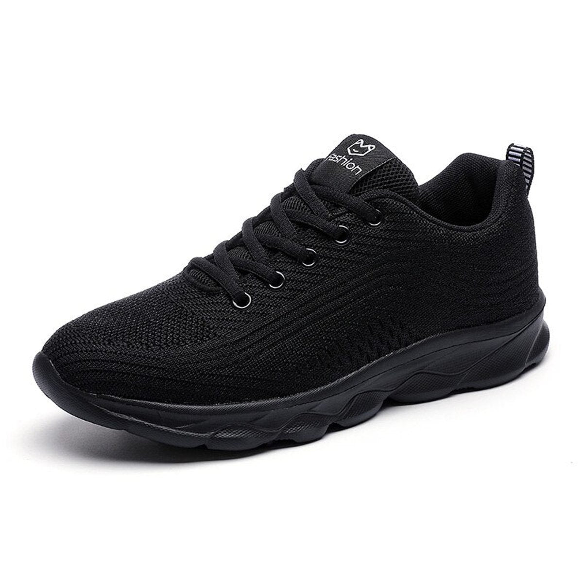 Women's Orthopedic Lace-Up Comfort Sneakers Memory-Foam Walking Shoes - Black