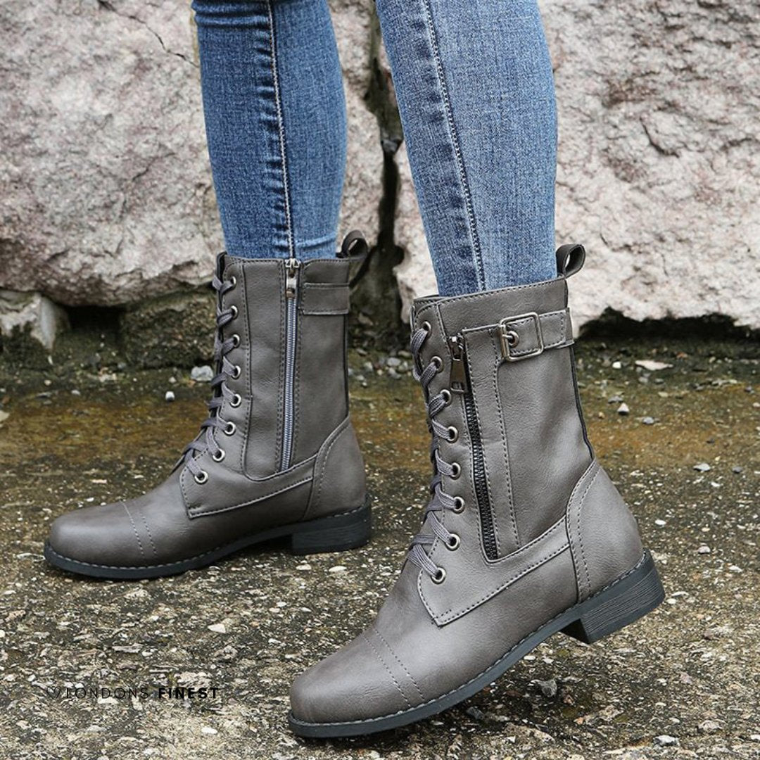 Women's Orthopedic Lace-Up Winter Boots - Gray