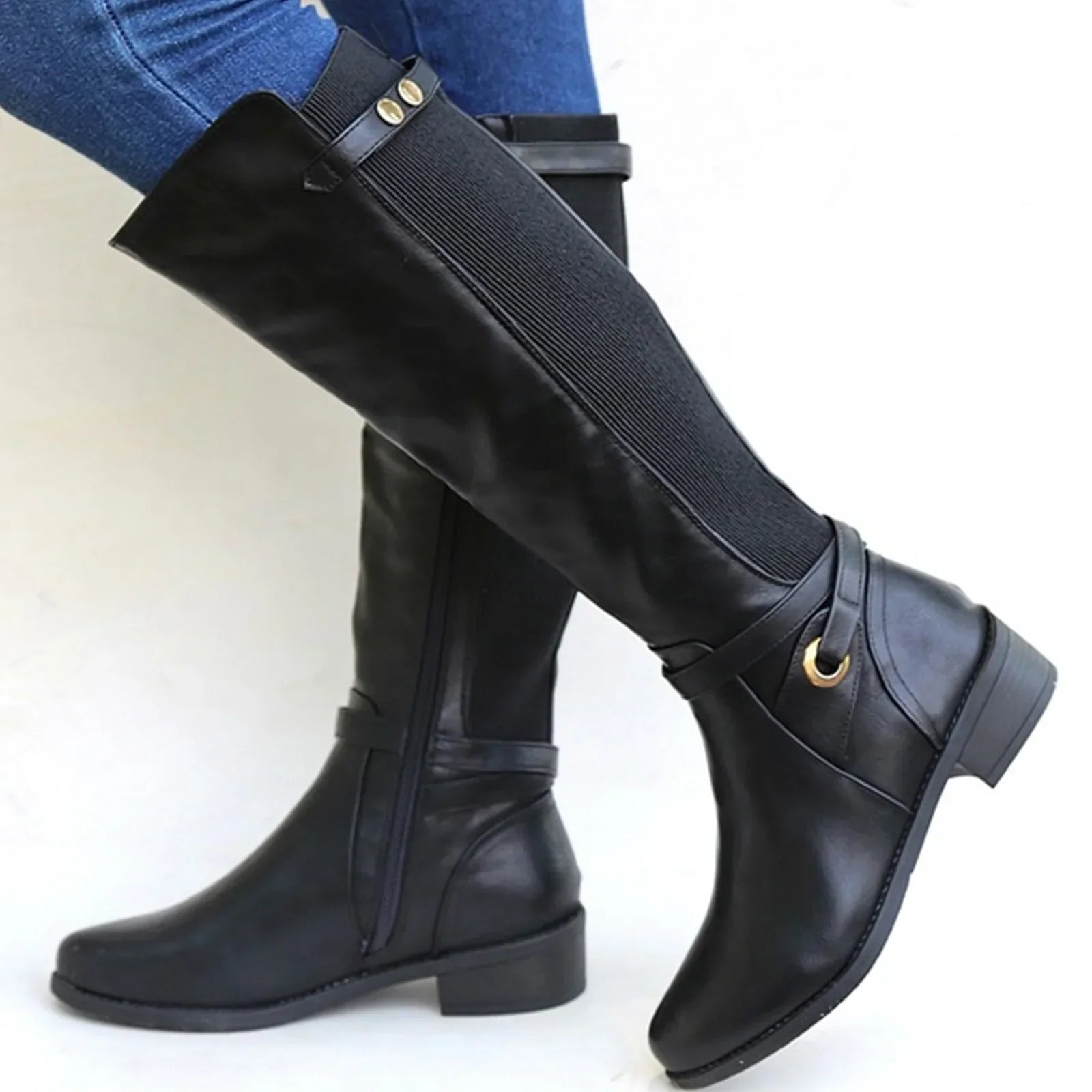 Women's Orthopedic Leather Boots Knee-High Premium - Black