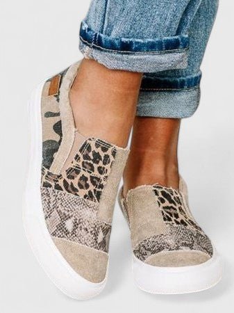 Women's Orthopedic Loafers Slip-On Canvas Animal Print