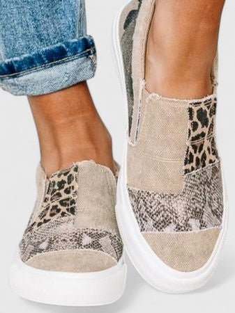 Women's Orthopedic Loafers Slip-On Canvas Animal Print