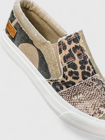Women's Orthopedic Loafers Slip-On Canvas Animal Print