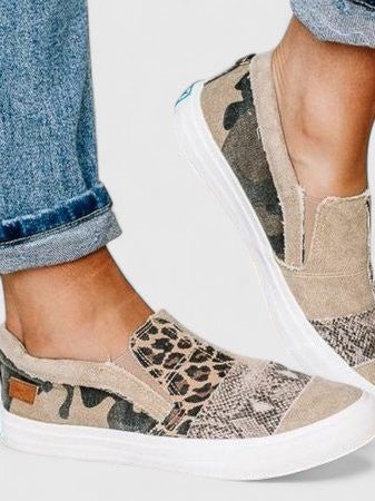 Women's Orthopedic Loafers Slip-On Canvas Animal Print