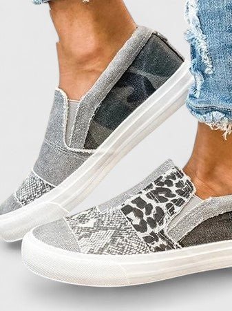Women's Orthopedic Loafers Slip-On Canvas Animal Print