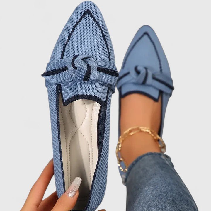 Women's Orthopedic Loafers Slip-On Comfort Bow Detail - Light Blue