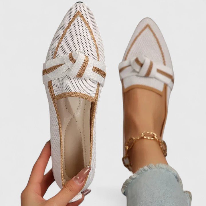 Women's Orthopedic Loafers Slip-On Comfort Bow Detail - White