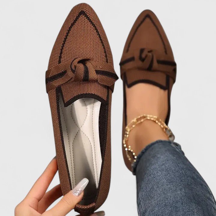 Women's Orthopedic Loafers Slip-On Comfort Bow Detail - Khaki