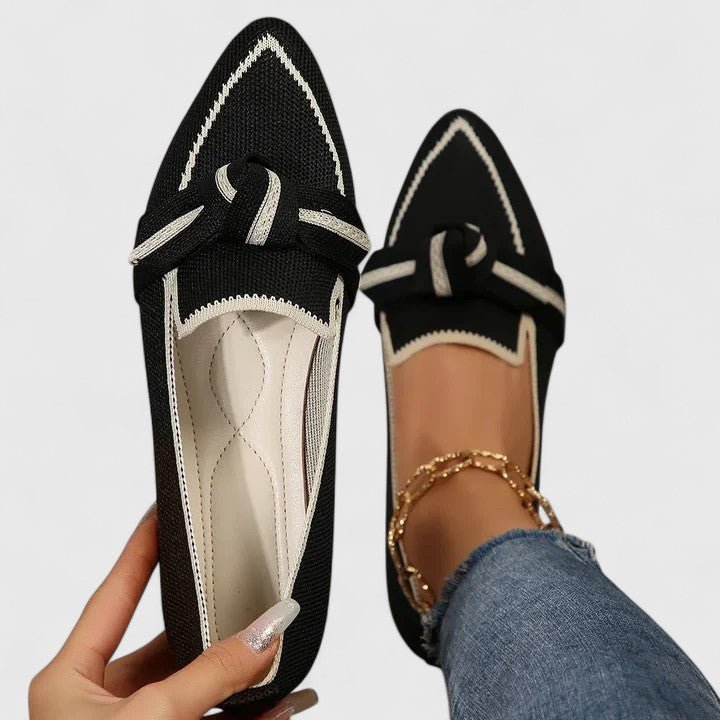 Women's Orthopedic Loafers Slip-On Comfort Bow Detail - Black
