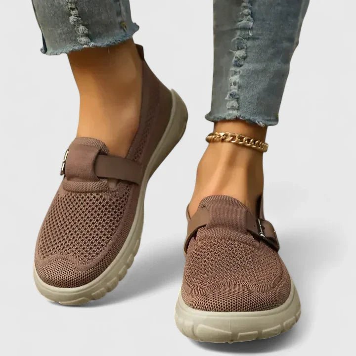 Women's Orthopedic Loafers Slip-On Comfort Buckle - Brown