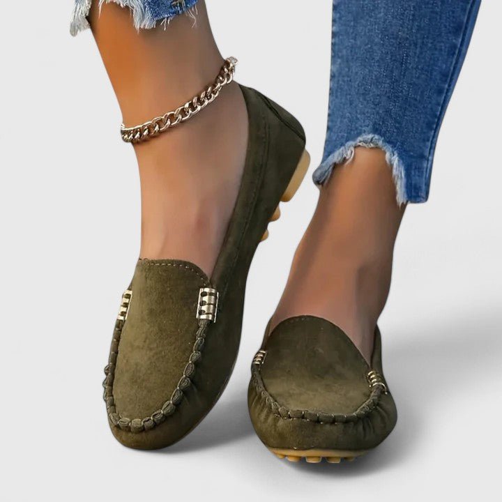Women's Orthopedic Metal-Detail Slip-On Loafers - Green