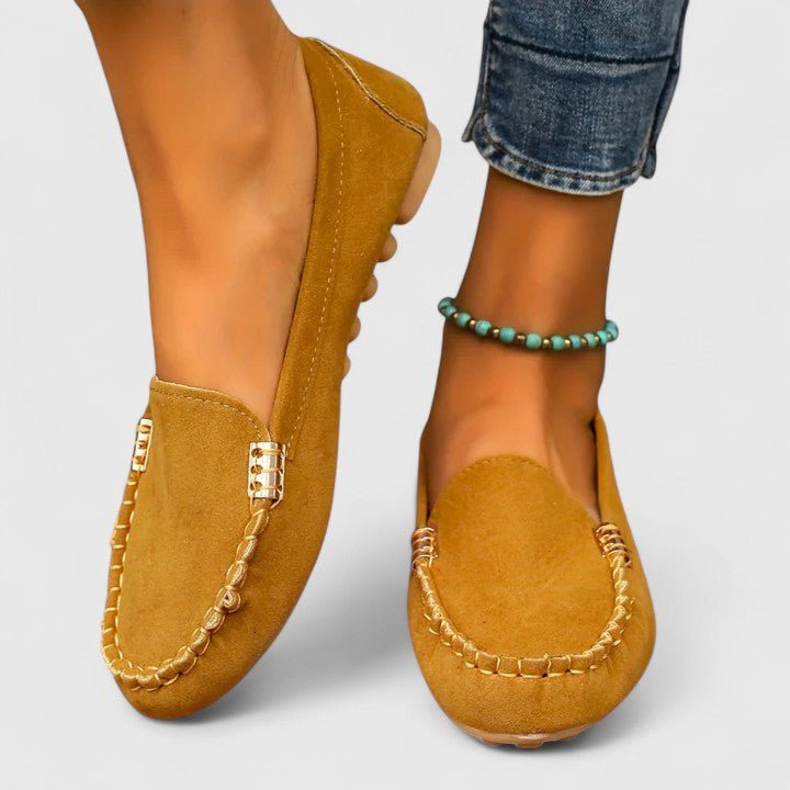 Women's Orthopedic Metal-Detail Slip-On Loafers - Yellow