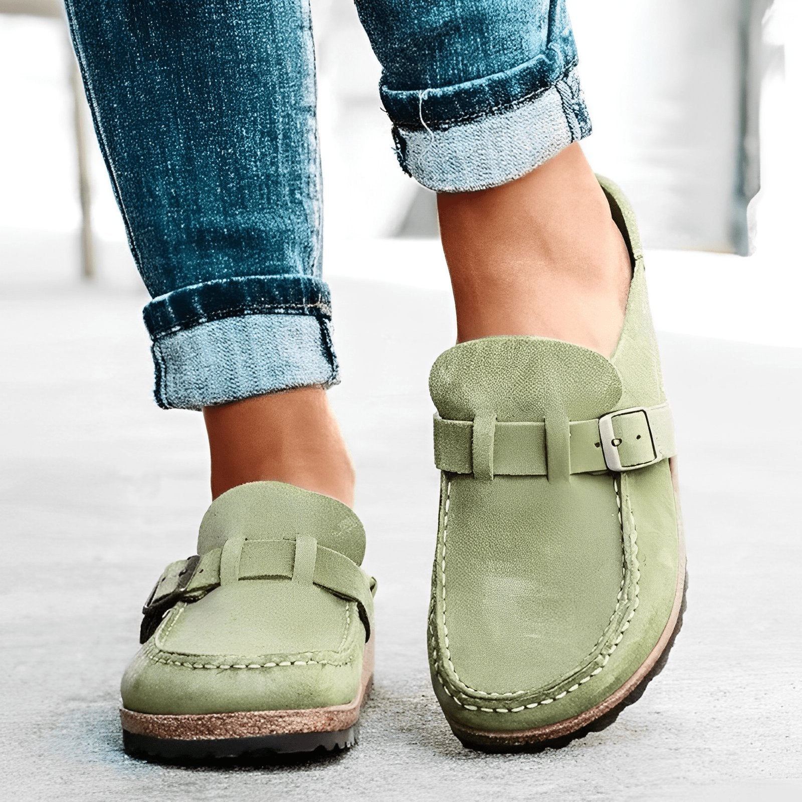 Women's Orthopedic Mules Slip-On Comfort Buckle - Green