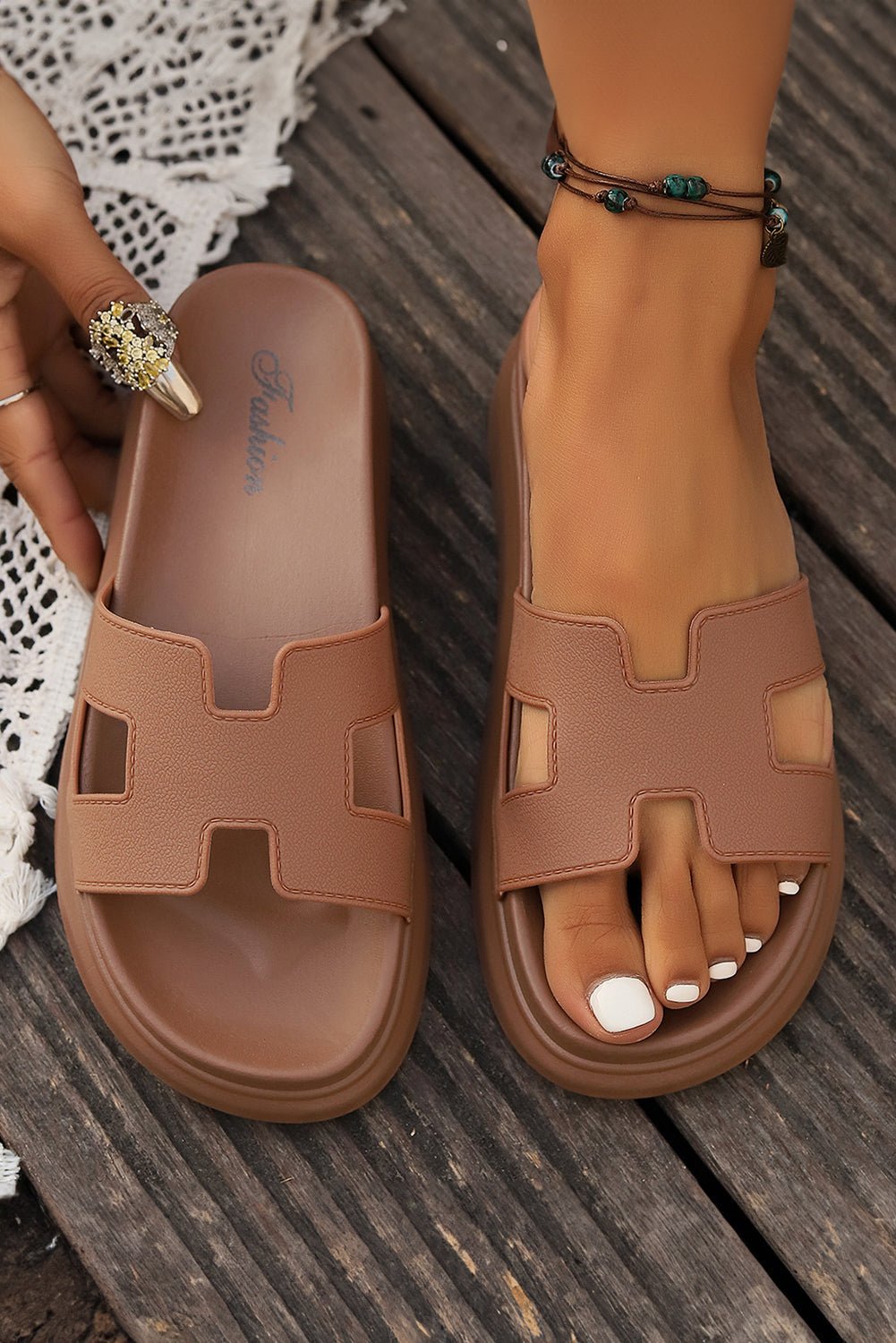 Women's Orthopedic Platform Cut-Out Slide Sandals