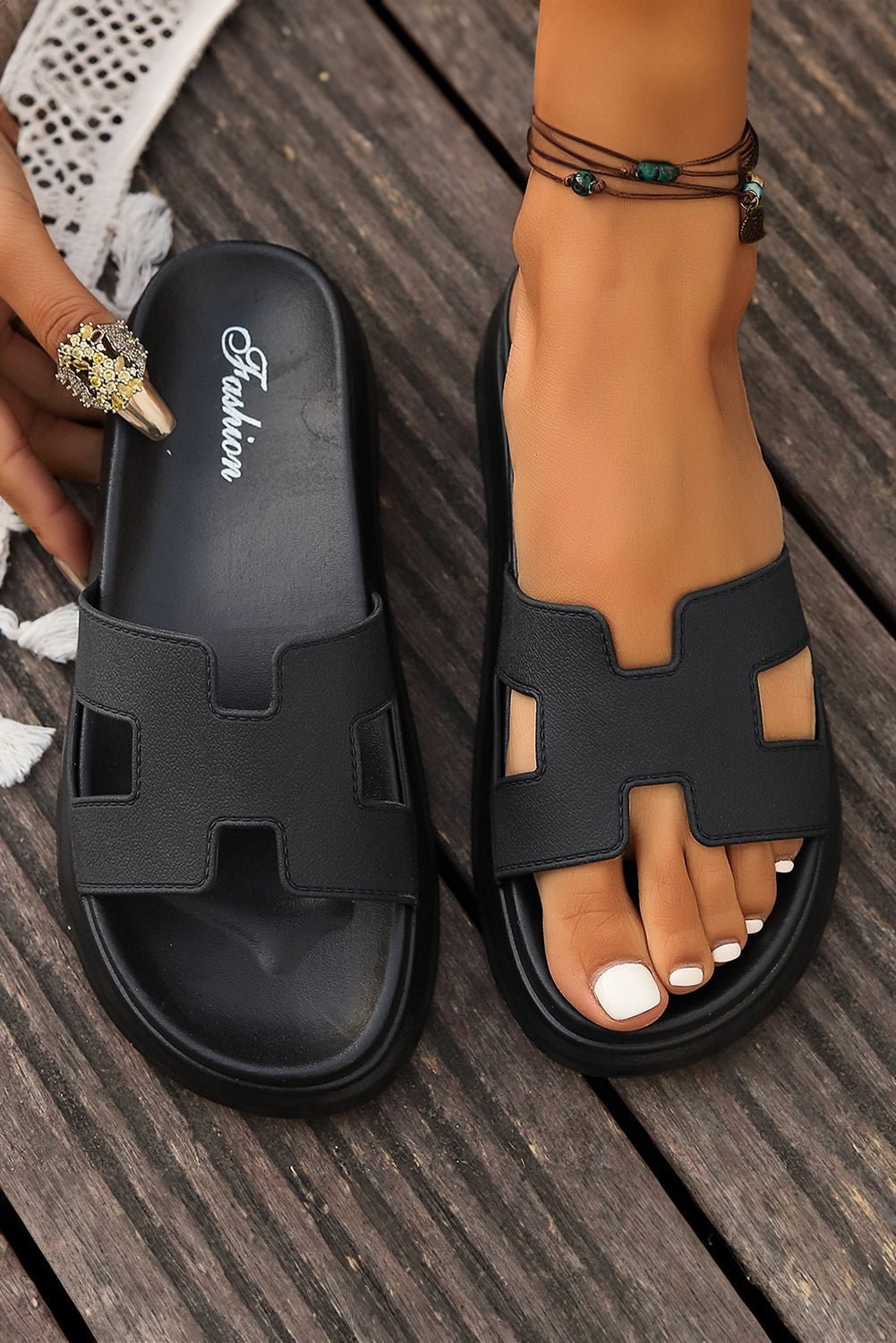 Women's Orthopedic Platform Cut-Out Slide Sandals